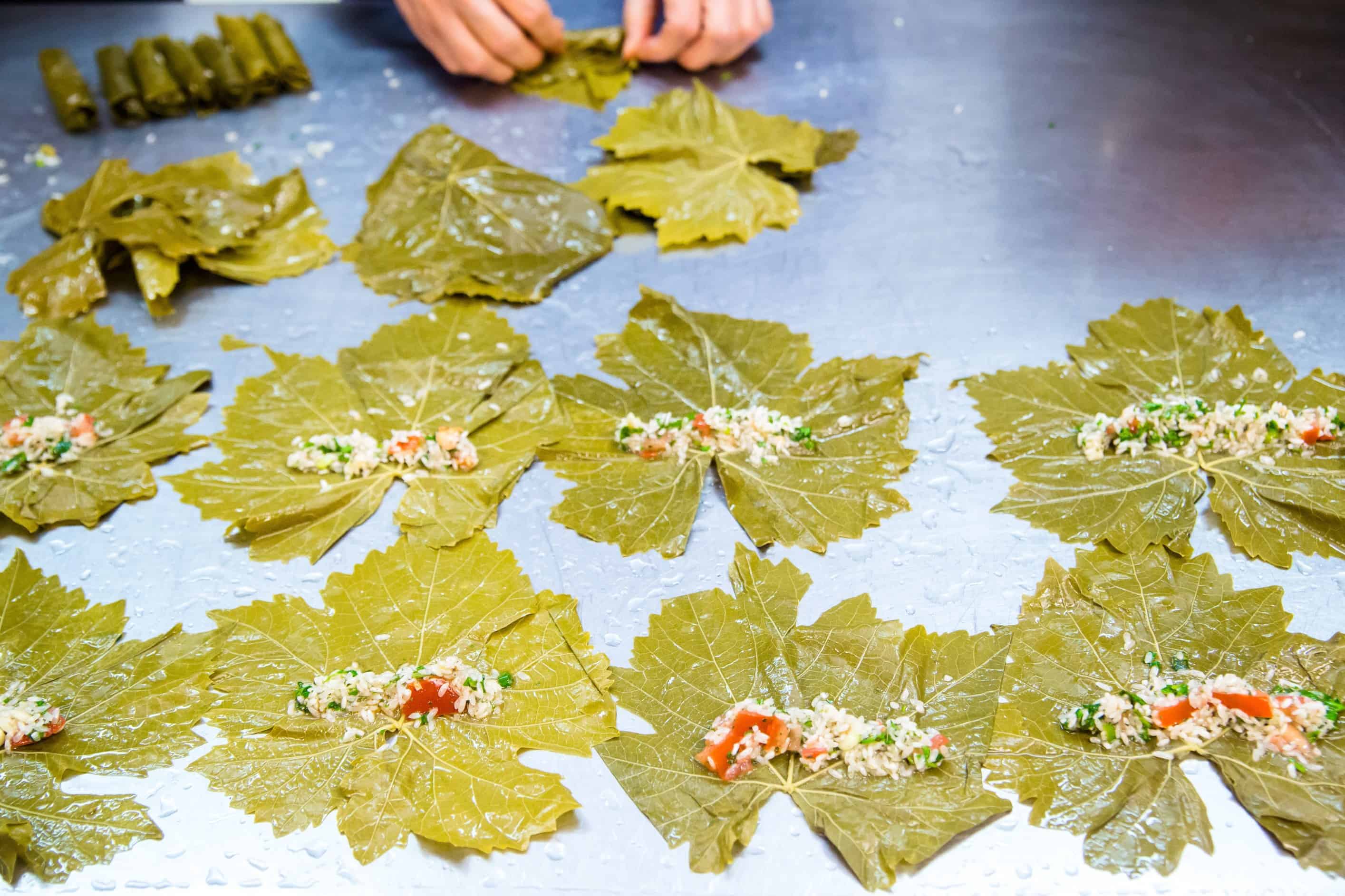 Grape leaves look a lot like maple leaves. Everyone expresses gratitude that they are able to share their traditions with their new Canadian community.| Rebecca Lippiatt